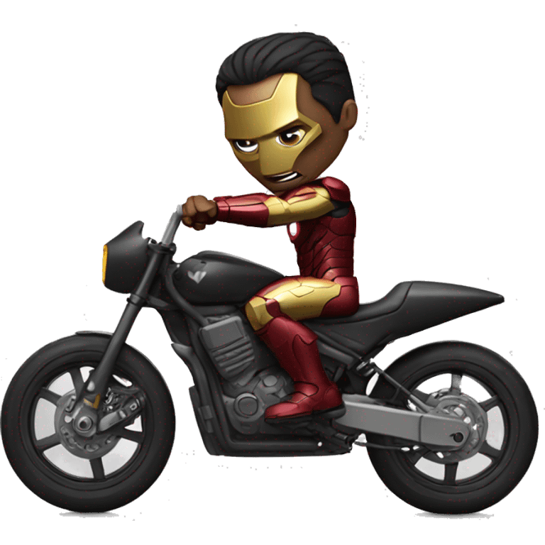 Ironman riding batman bike emoji