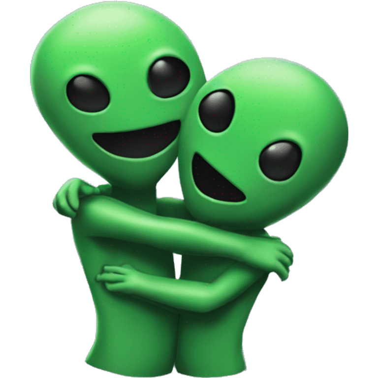 Two floating aliens hugging  emoji