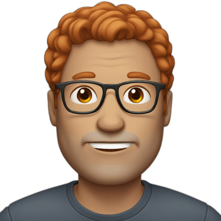 48 years old red head man with half length hair, wearing glasses emoji