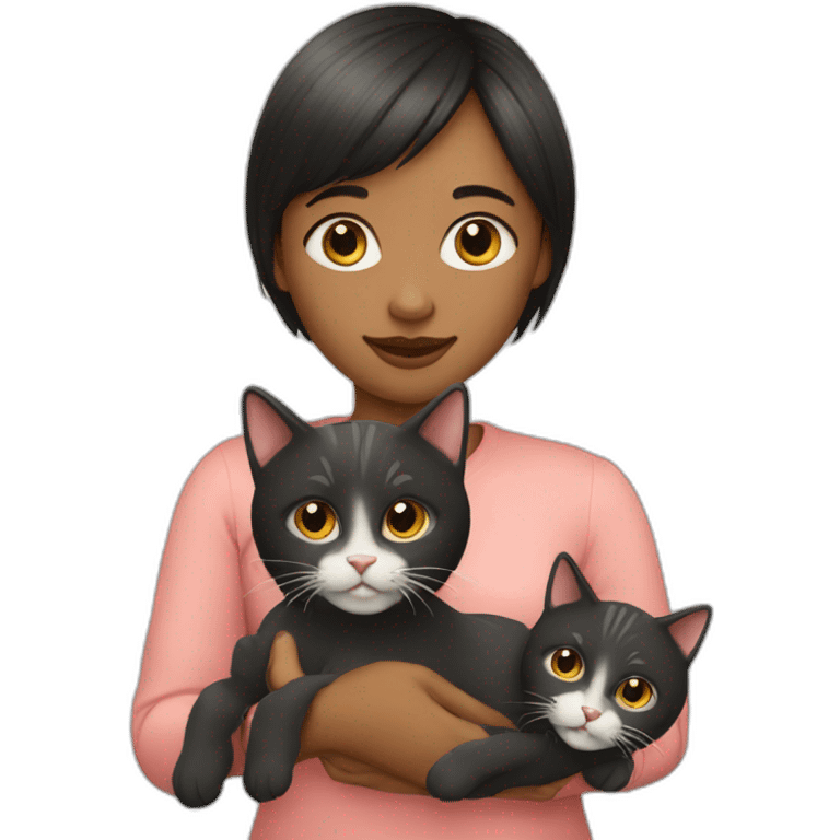 girl-with-bang-cut-holding-two-cats emoji