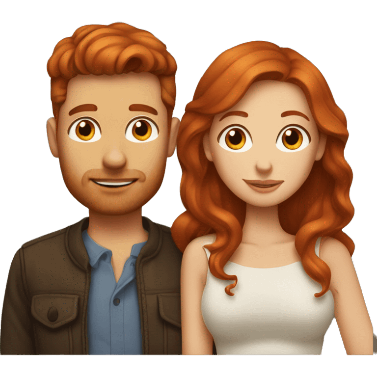 Redhead women kissing brown haired man emoji