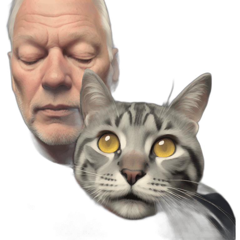 david gilmour sosteniendo un gato emoji