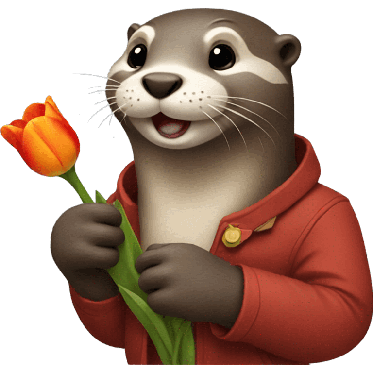 otter holding a tulip emoji