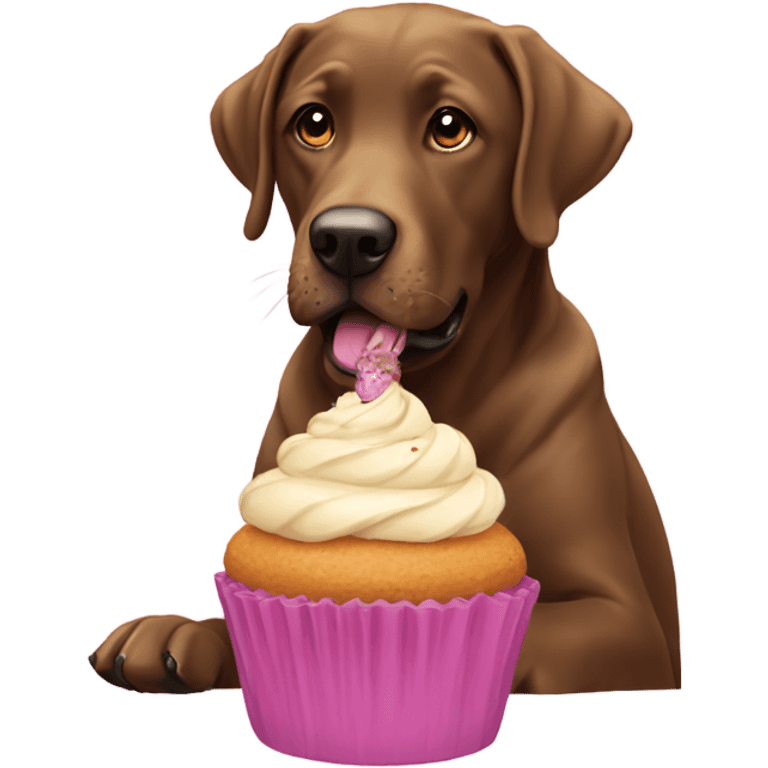 Lab eating cupcake  emoji