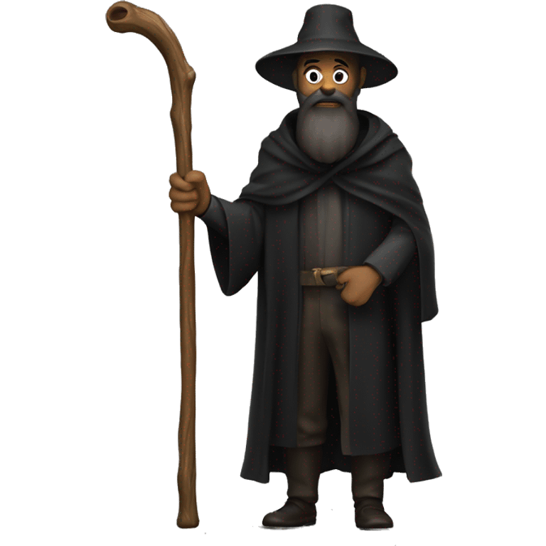 figure with dark cloak big walking stick and big beard emoji