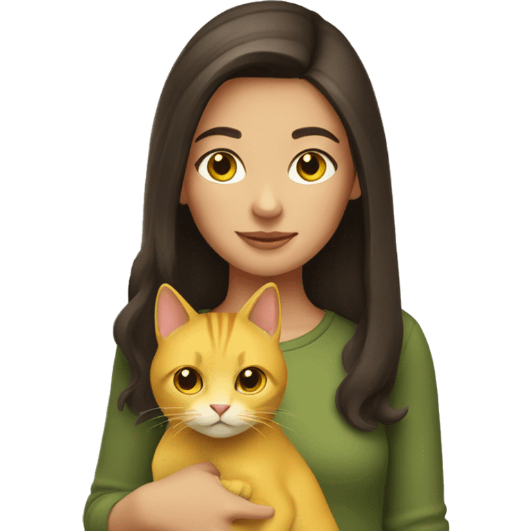 brunette girl, with her yellow cat emoji