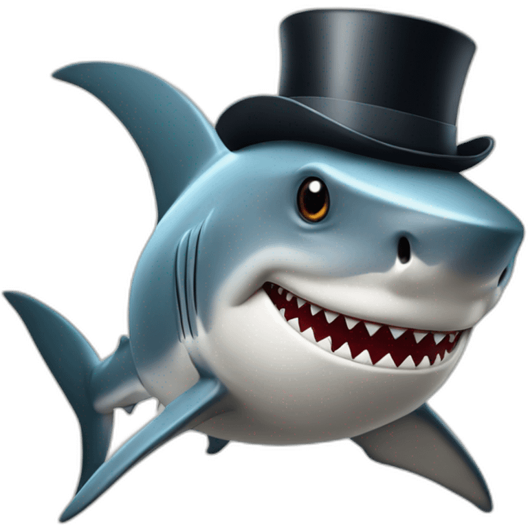 Shark with a top hat emoji