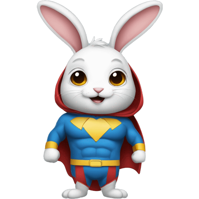 Rabbit dressed as funny super hero emoji