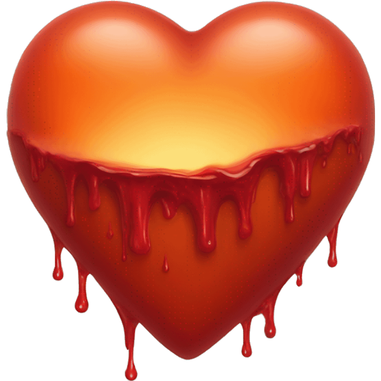 bleeding red heart shape glowing red-orange emoji