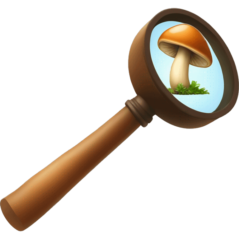 Brown Mushroom under a magnifying glass emoji