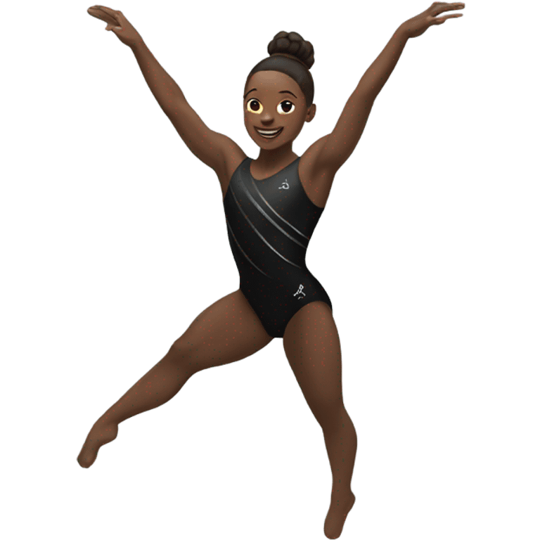 black gymnast doing flip emoji