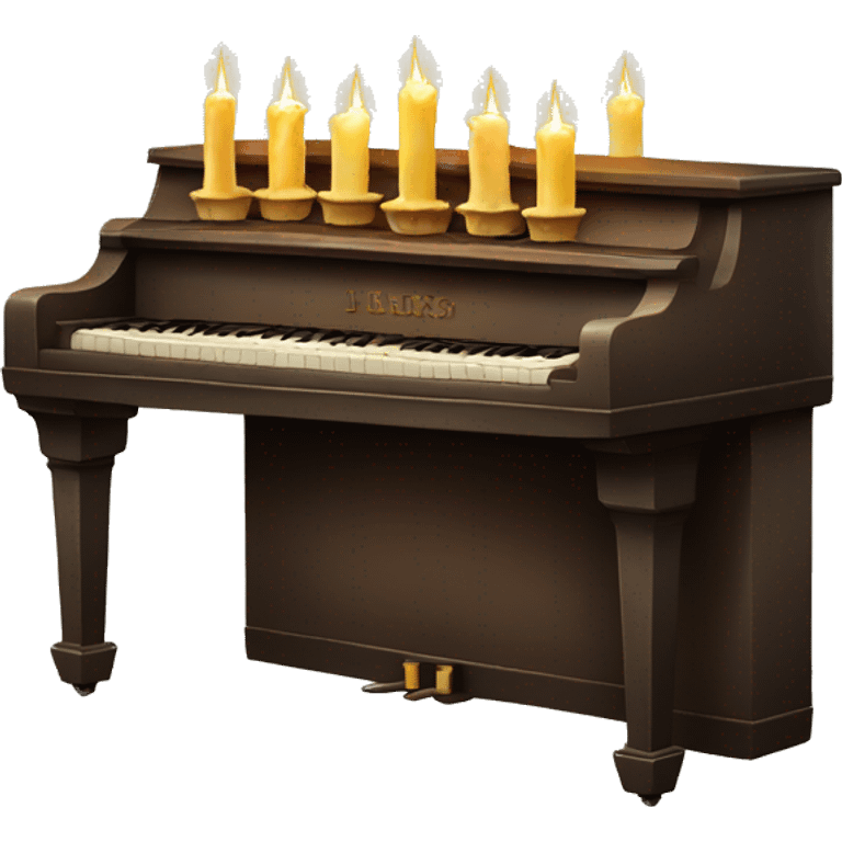 vintage piano with melted candles on top emoji