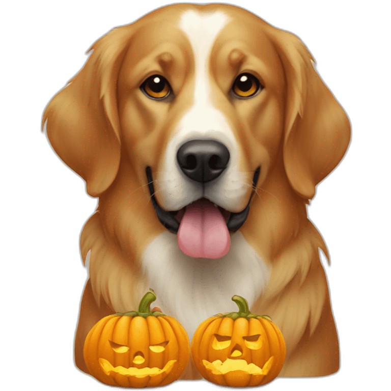 Retrievers-eating-a-pumpkin-Halloween emoji