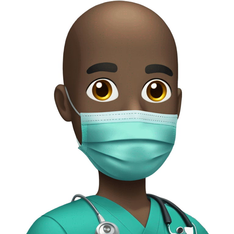 Black bald man surgeon  emoji