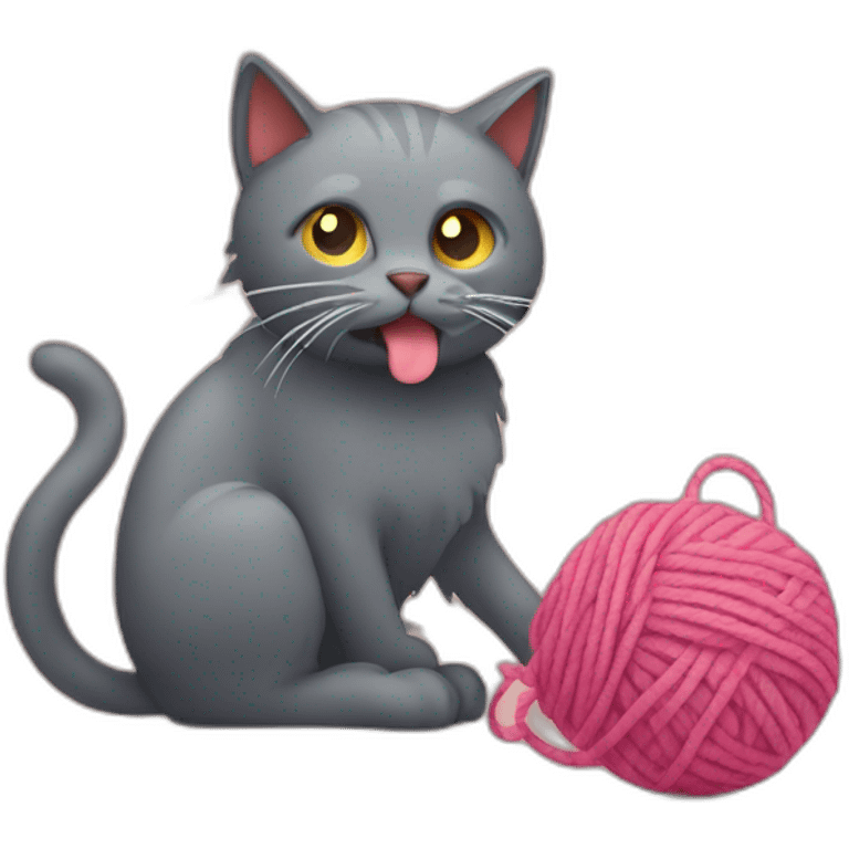 Cat vomiting hairball and playing with yarn emoji