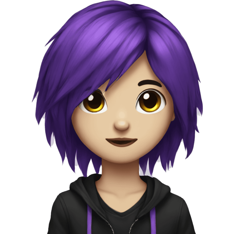 emo cat black purple long hair emoji