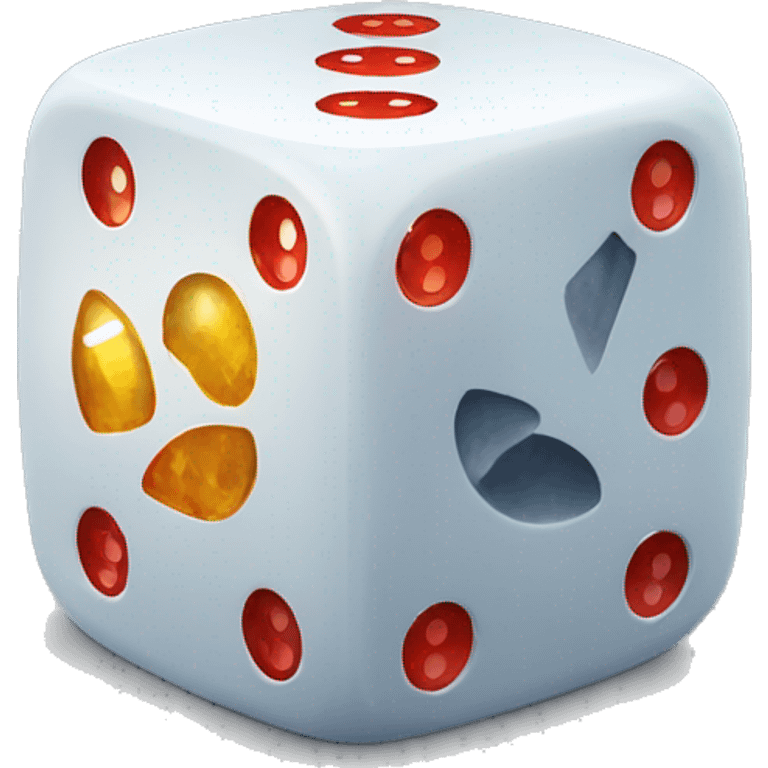 A d4 dice with a halo emoji