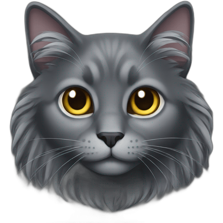 all dark grey cat long hair　fold ear emoji