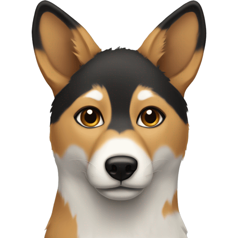 black white and tan fox terrior with balc around eyes and tan eyebrows emoji