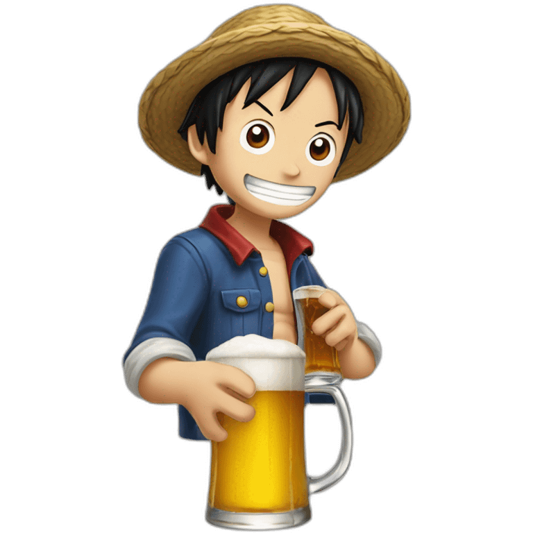 Luffy buvant une bière emoji