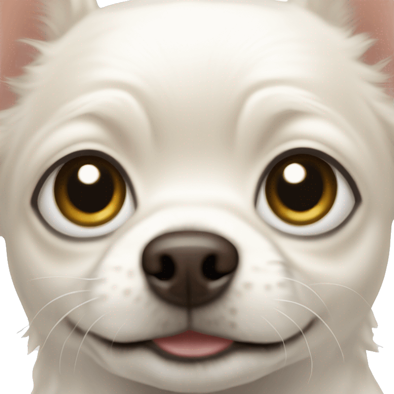 Dog white chunky chihuahua with barely visible light brown spots emoji