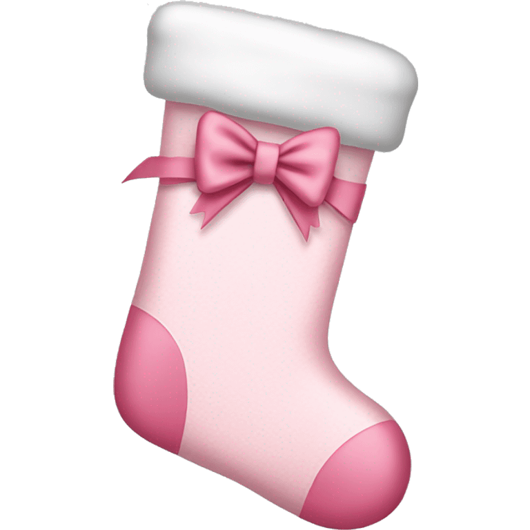  light pink Christmas stocking with bow emoji