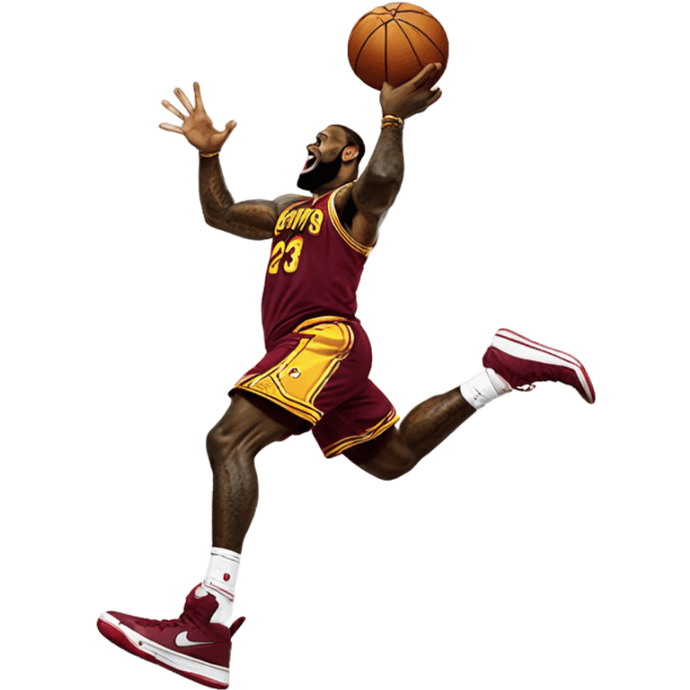 LeBron James Dunking a Basketball over a Trex emoji