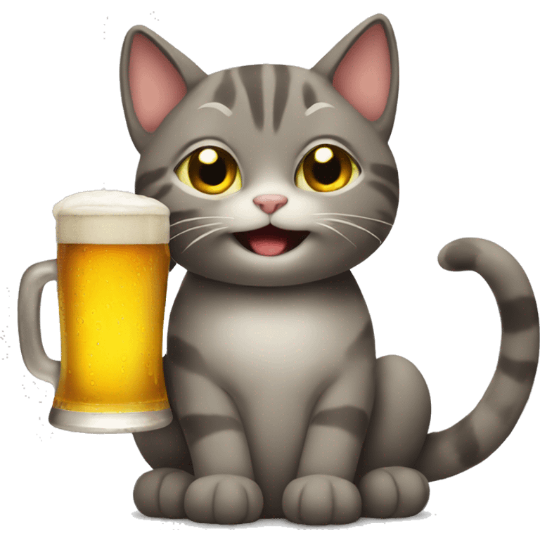 cat with beer emoji