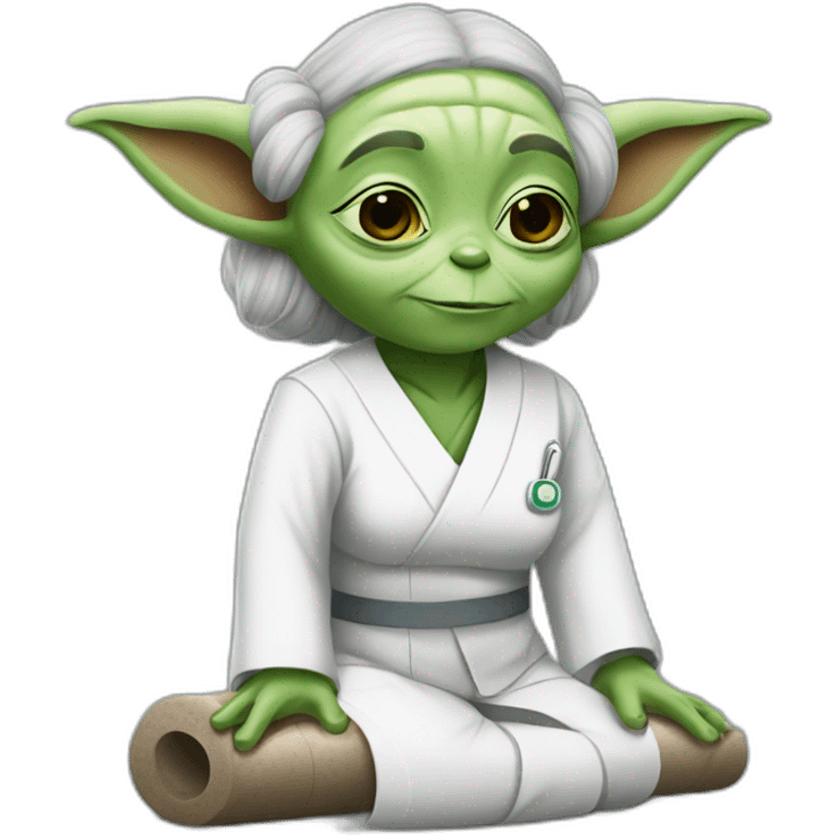 Yoda nurse doing chaturanga emoji