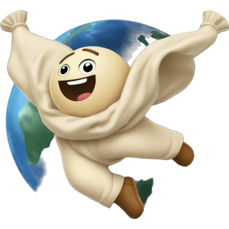 pierogis flying around earth like satelites emoji