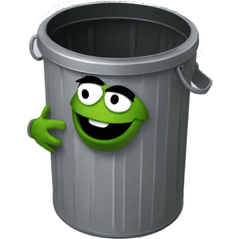 oscar the grouch inside metal trash can emoji