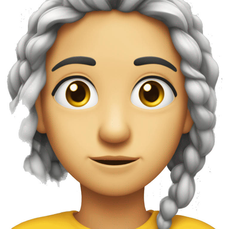 Emoji amarillo con cara sonrojada mirando hacia el lado con los ojos cerrados y una mano pasando detrás de su oreja emoji