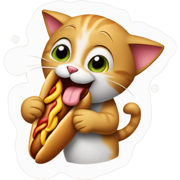 Cat holding hotdog emoji