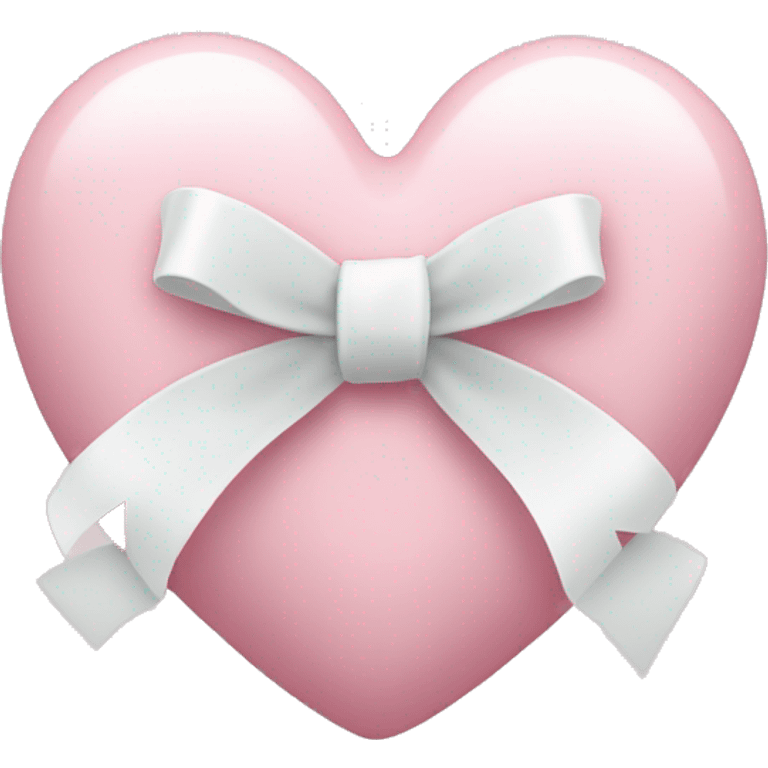 Pastel pink heart with white bow emoji