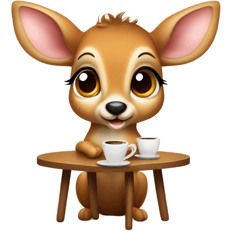 Baby deer drinking coffee emoji