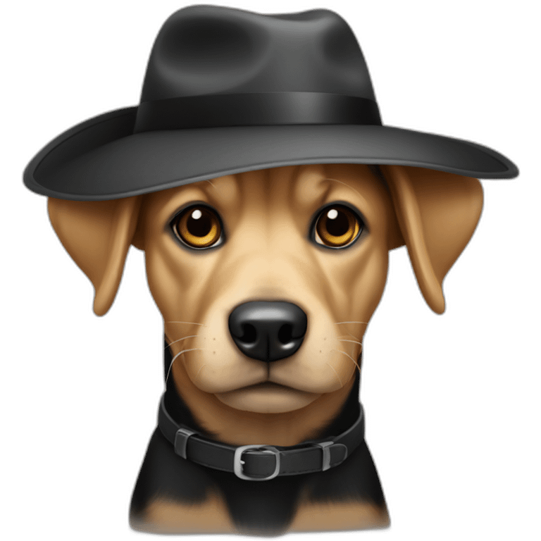 Chien avec un chapeau noir emoji