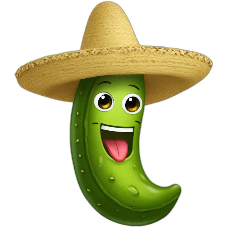 A pickle wearing a sombrero  emoji