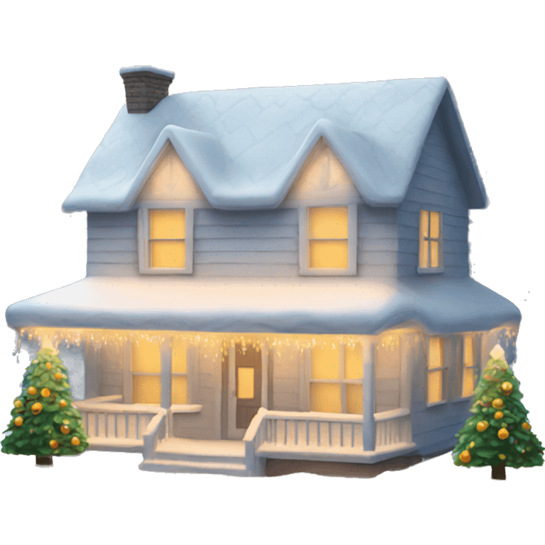 white christmas home with lights  emoji