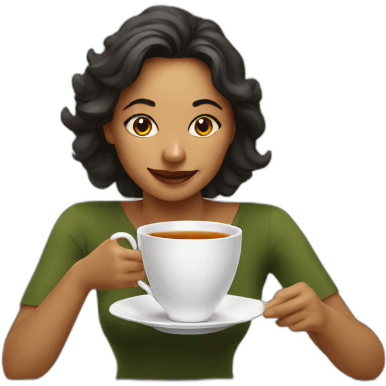 Lady spills on a tea emoji