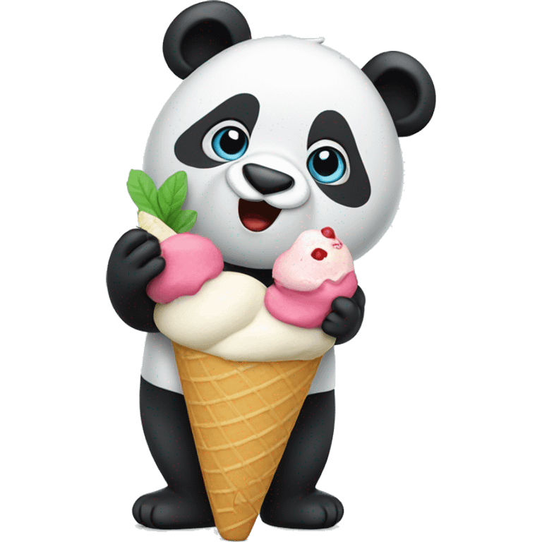 Panda eating ice cream emoji