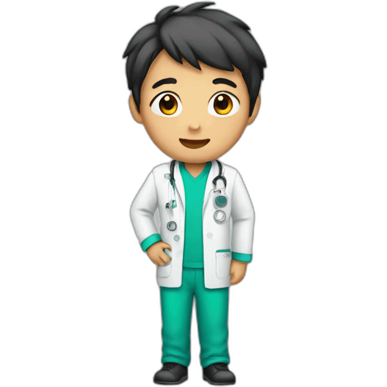 asian boy with lab suit emoji