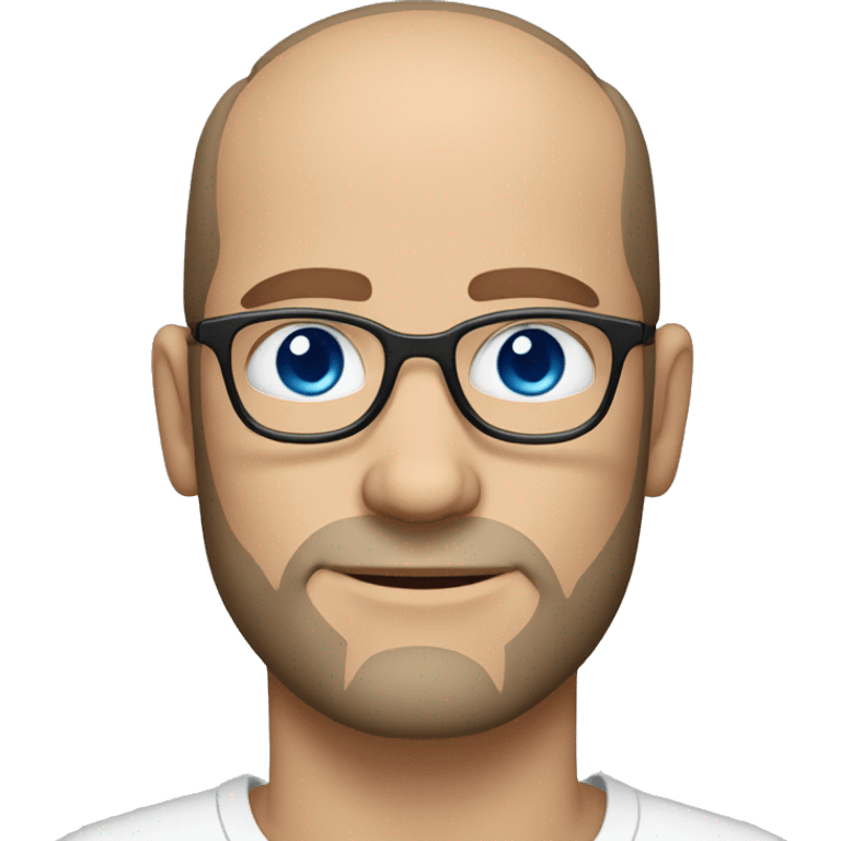 white man with receding hairline with blue eyes and glasses and stubble beard emoji