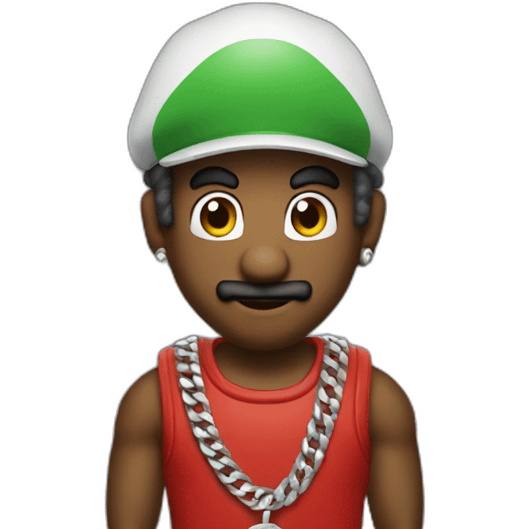 mario as an italian rapper with silver chains emoji