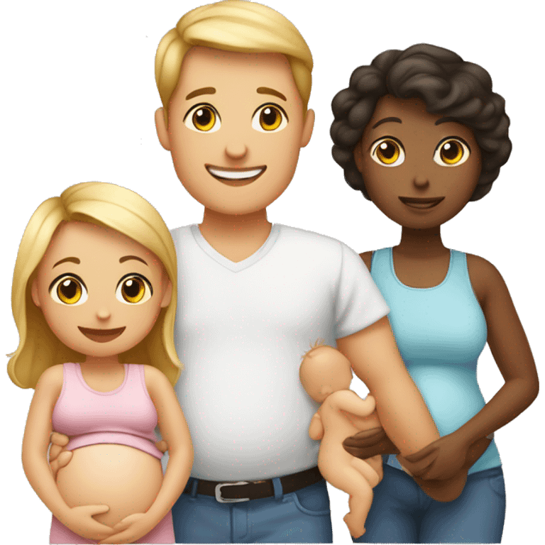 Familie and baby with a positieve pregnantcy test emoji