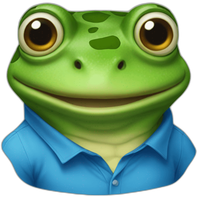 bufo the frog with a blue shirt emoji