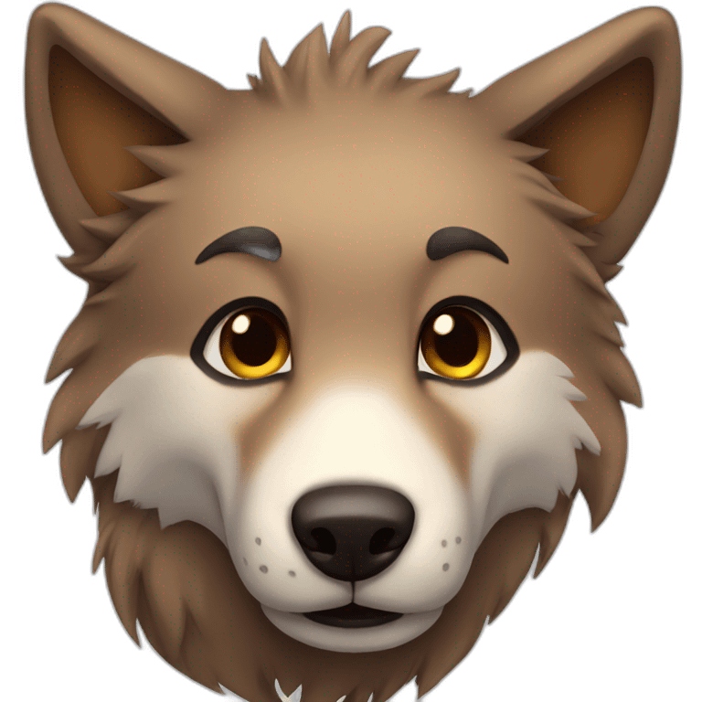 Brown cute Wolf furry emoji