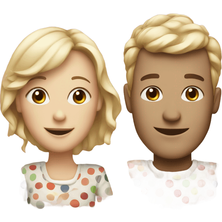 smiling couple in polka dots emoji