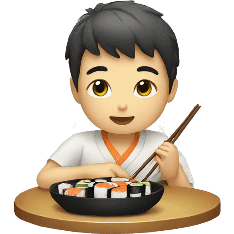 Boy eating sushi emoji