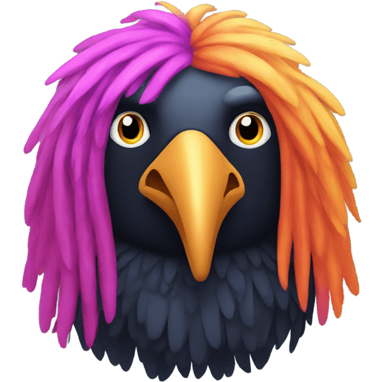 Crow wearing a silly wig emoji