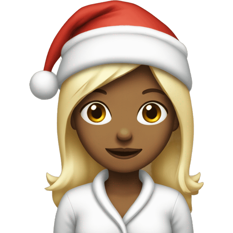 girl wearing a santa hat emoji